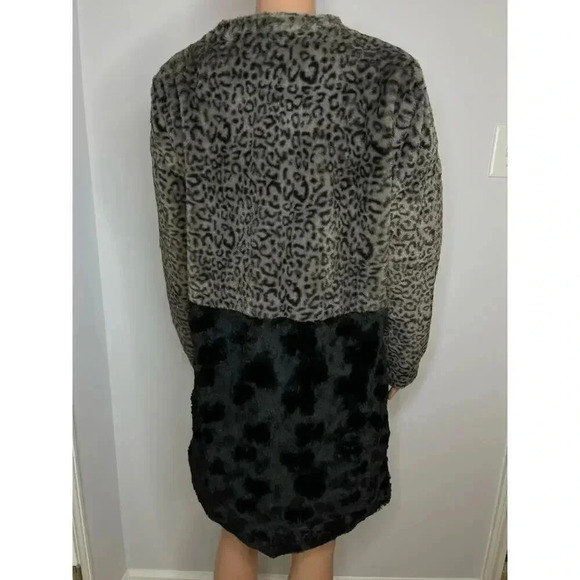 Fever colorblock Leopard Faux Fur Coat size M NWT - Picture 7 of 12